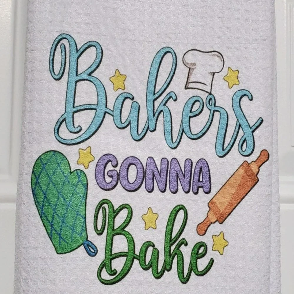 Bakers Gonna Bake Waffle Knit Tea Towel